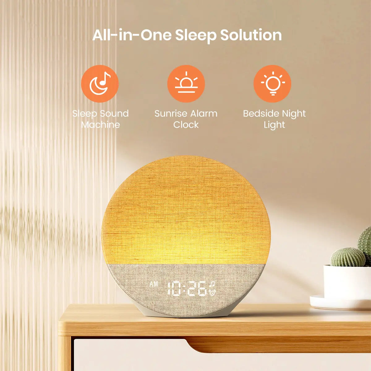 Sunrise Alarm Clock and Sound Machine Nightlight, Home Decor, Digital Dimmable Clock for Bedroom, 26 Sleep Sounds, White Noise Machine for Adults, Wake up Light Alarm Clock Decor