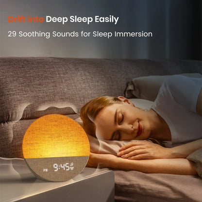 Sunrise Alarm Clock and Sound Machine Nightlight, Home Decor, Digital Dimmable Clock for Bedroom, 26 Sleep Sounds, White Noise Machine for Adults, Wake up Light Alarm Clock Decor