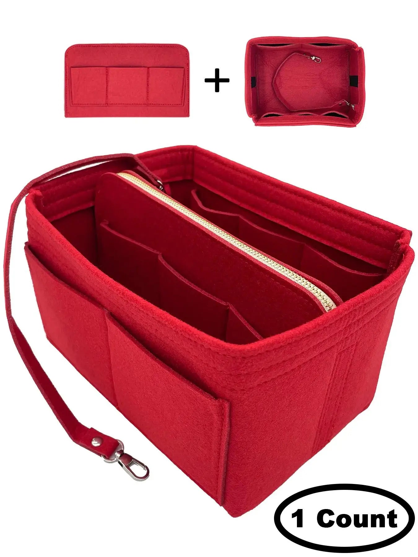 Zipper Felt Bag Insert, Portable Travel Storage Bag for Handbag