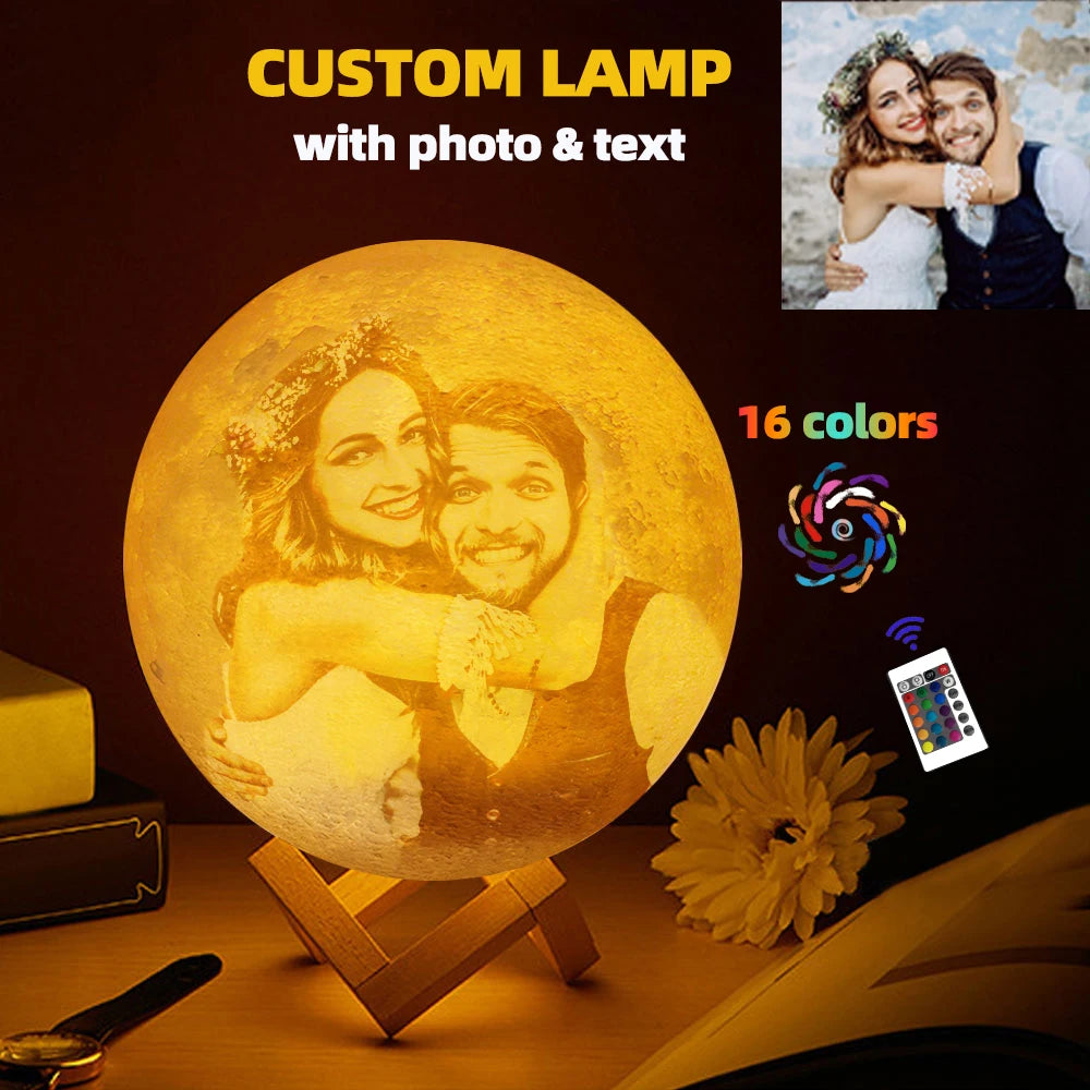 3D Printing Moon Lamp Personalized Photo Text