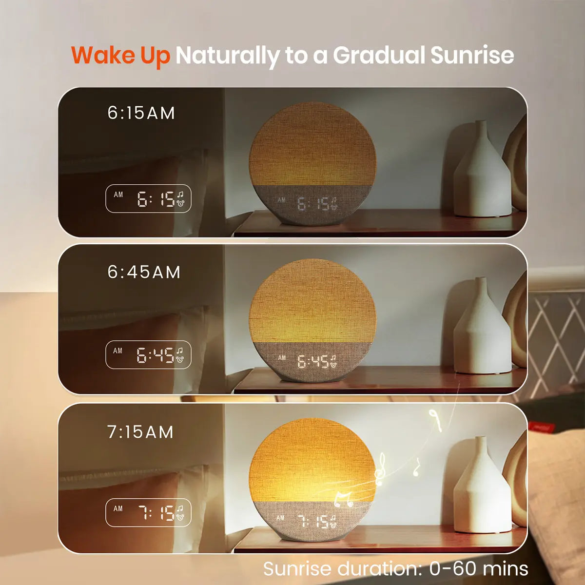 Sunrise Alarm Clock and Sound Machine Nightlight, Home Decor, Digital Dimmable Clock for Bedroom, 26 Sleep Sounds, White Noise Machine for Adults, Wake up Light Alarm Clock Decor