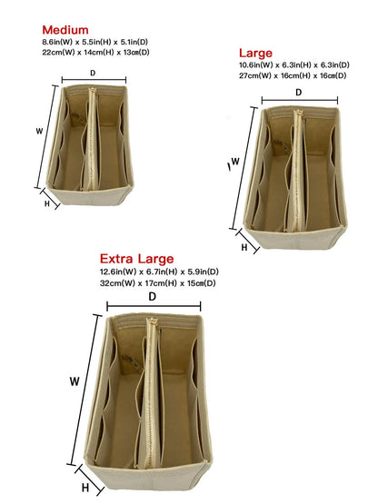 Zipper Felt Bag Insert, Portable Travel Storage Bag for Handbag