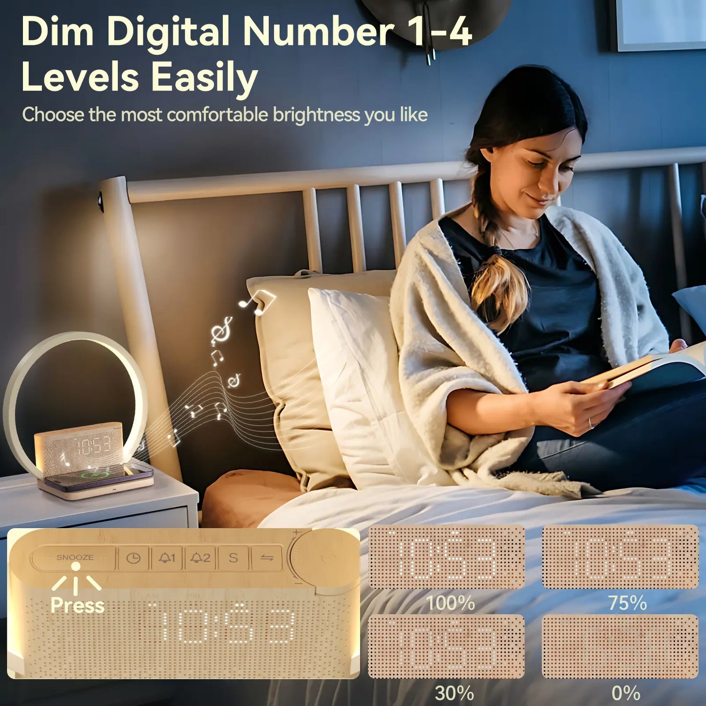Sunrise Alarm Clock with Wireless Charging & White Noise – 3 Wake Modes + Snooze – Touch Night Light & 10 Sleep Sounds – Digital Clock for Heavy Sleepers, Bedroom & Gifts Decor